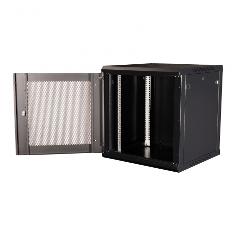 Шкаф 19" телекоммуникационный настенный, 12U 635x600х600 мм, дверь перфорация,черный